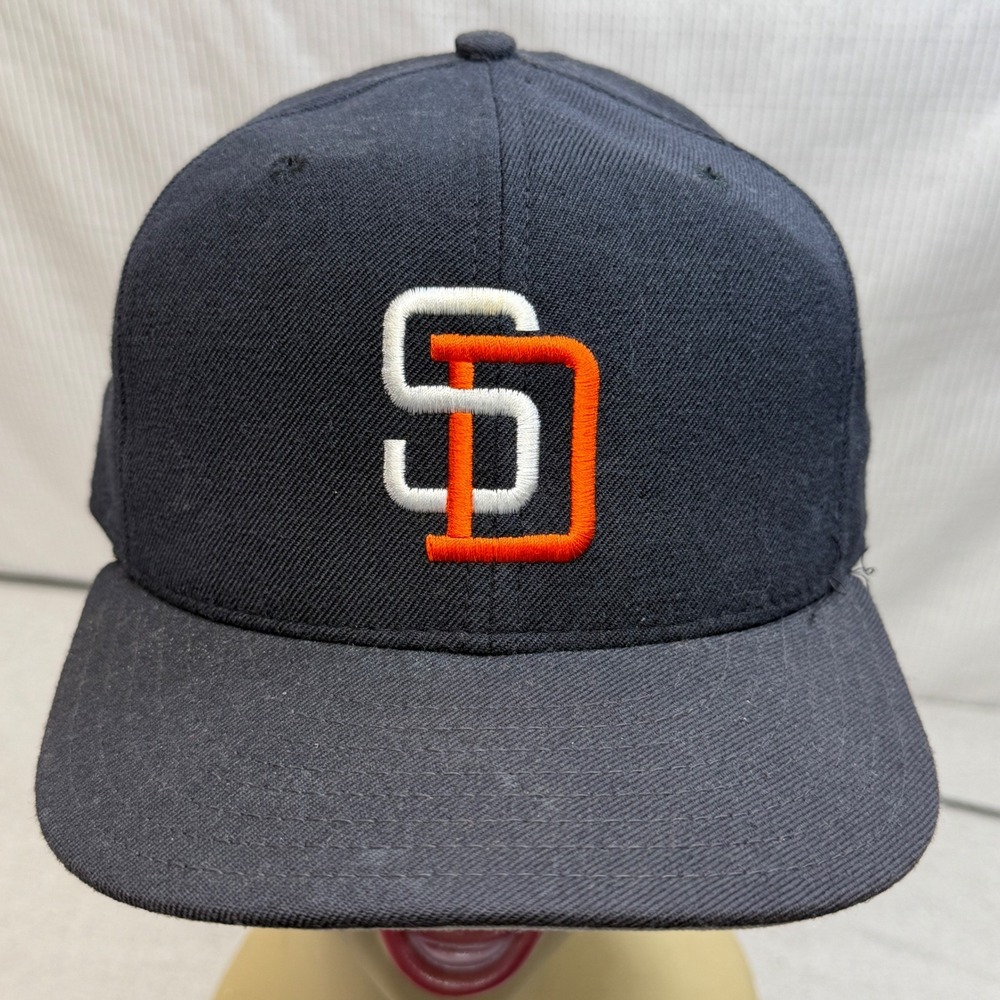 New Era San Diego Padres Hat Mens Size 7 Navy Blue Vintage 5950 Pro Model Wool